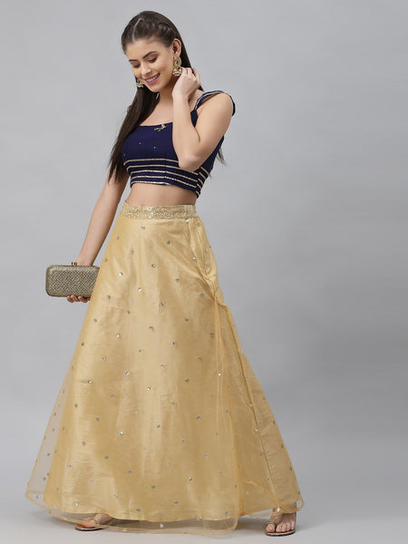 Georgette Embroidered Ruffle Spaghetti Crop Top