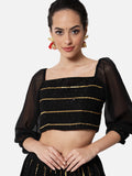 Georgette Linear Gota Embroidered Crop Top