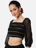 Georgette Linear Gota Embroidered Crop Top