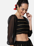 Georgette Linear Gota Embroidered Crop Top