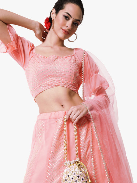 Georgette Gota Embroidered Back Tie Crop Top