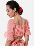 Georgette Gota Embroidered Back Tie Crop Top