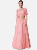 Georgette Gota Embroidered Back Tie Crop Top