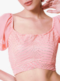 Georgette Gota Embroidered Back Tie Crop Top