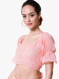 Georgette Gota Embroidered Back Tie Crop Top