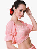 Georgette Gota Embroidered Back Tie Crop Top