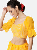 Georgette Gota Embroidered Back Tie Crop Top