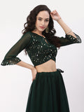 Georgette Sequin Embroidered Crop Top