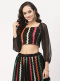 Georgette Sequin Embroidered Crop Top