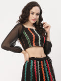 Georgette Sequin Embroidered Crop Top