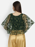 Net Floral Embroidered Cape Top