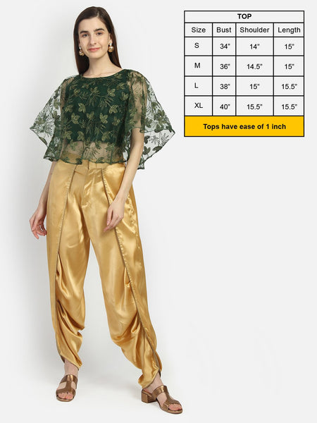 Net Floral Embroidered Cape Top
