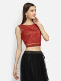 Dupion Embroidered Back Tie Crop Top