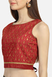 Dupion Embroidered Back Tie Crop Top