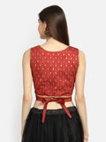 Dupion Embroidered Back Tie Crop Top