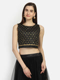 Dupion Embroidered Back Tie Crop Top