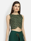 Crepe Block Printed Embellished Crop Top