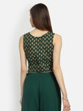 Crepe Block Printed Embellished Crop Top