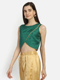 Bhagalpuri Overflap Embellished Crop Top