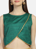 Bhagalpuri Overflap Embellished Crop Top