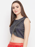 Kota Zari Overflap Embellished Crop Top