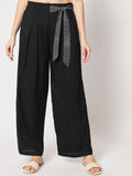 Viscose Slub Block Printed Belt Trouser