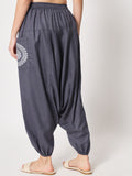 Cotton Printed Pockets Drop-Crotch Pants