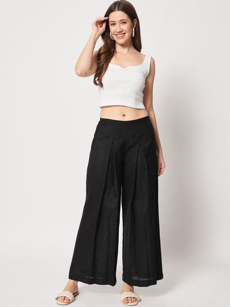 Cotton Box Pleated Solid Trouser