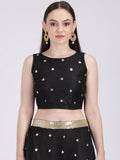 Net Sequin Embroidered Crop Top