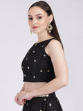 Net Sequin Embroidered Crop Top