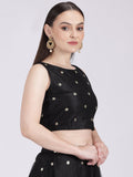 Net Sequin Embroidered Crop Top