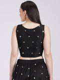 Net Sequin Embroidered Crop Top