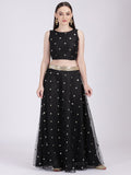 Net Sequin Embroidered Crop Top