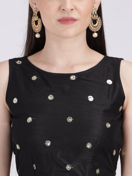 Net Sequin Embroidered Crop Top