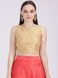 Net Sequin Embroidered Crop Top
