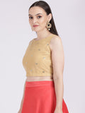 Net Sequin Embroidered Crop Top