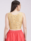 Net Sequin Embroidered Crop Top
